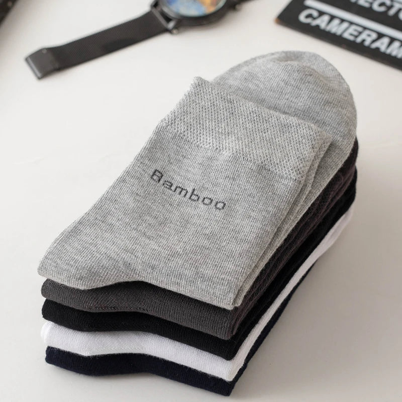 10Pairs Bamboo Fiber Socks Men Casual Business Anti-Bacterial Comfortable Breatheable High Quality Sock Male Plus Size EU38-46