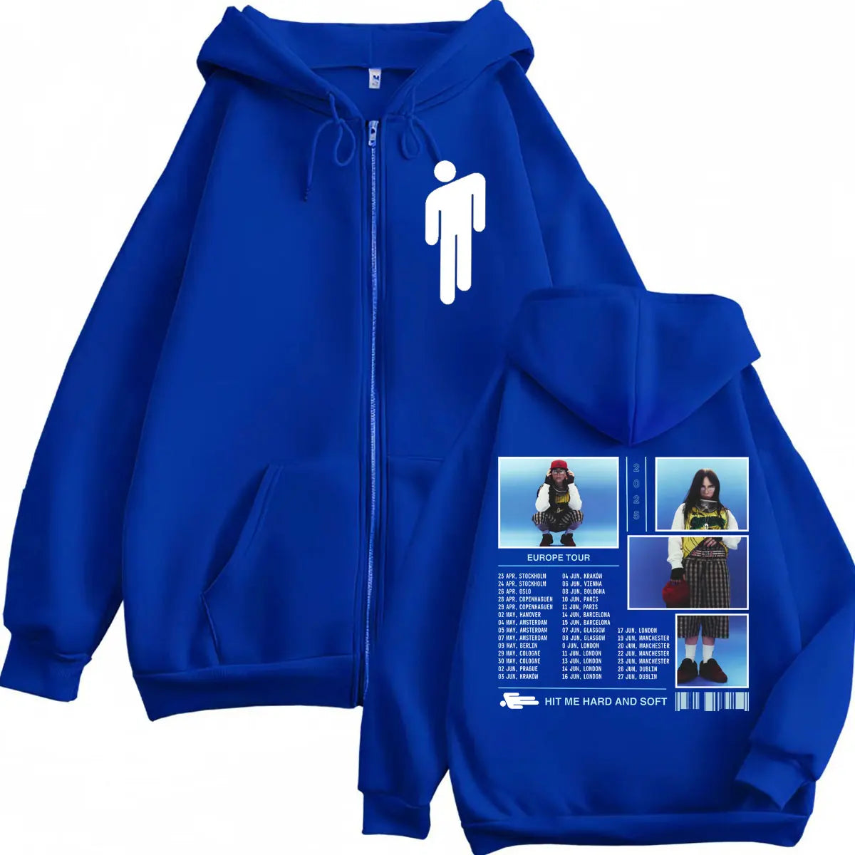 Hit Me Hard and Soft Tour 2025 Zipper Hoodies High Street Fashion Trend Zip Up Sweatshirts Men Women Casual Oversized Pullovers