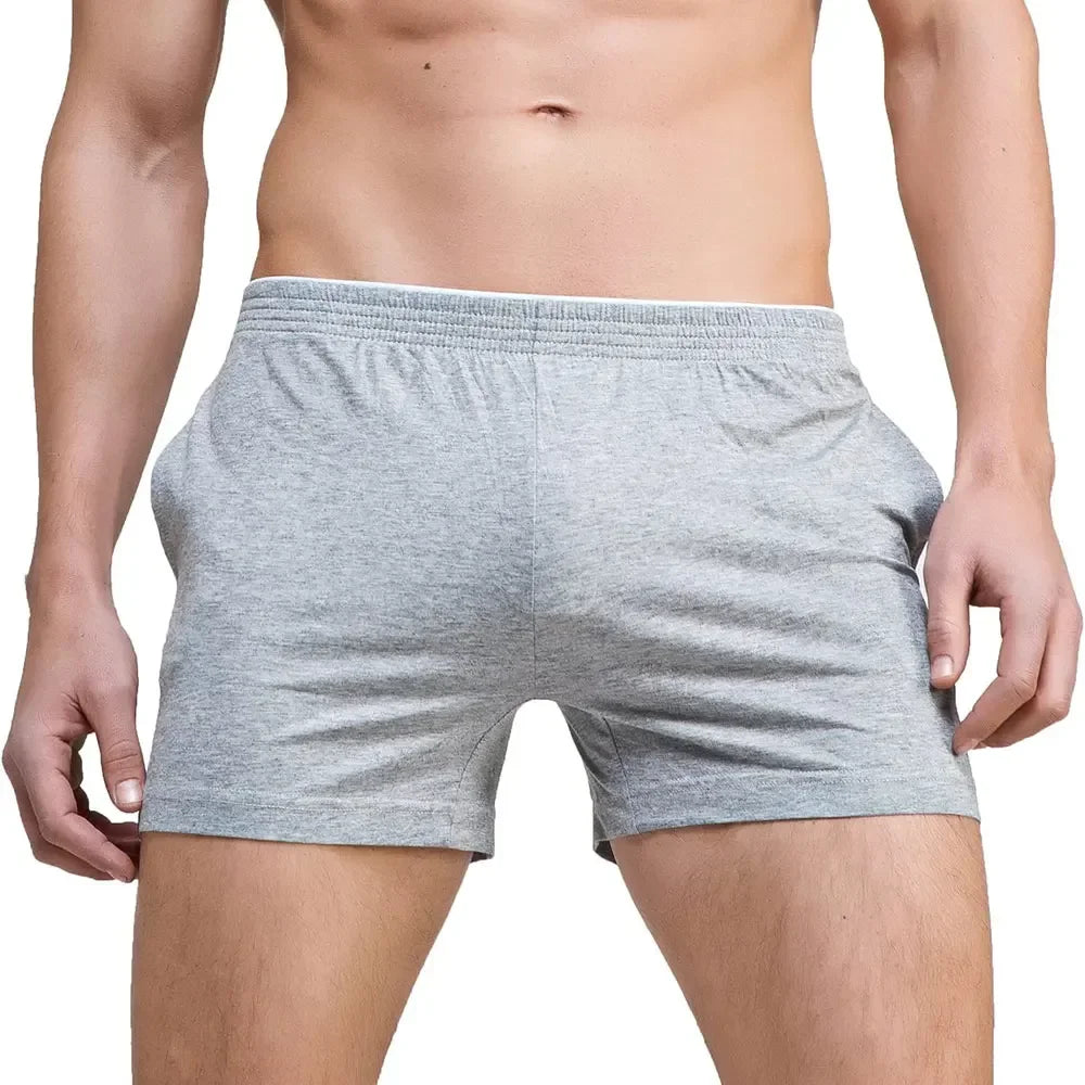 Men's Running Workout Active Shorts Cotton Gym Training Lounge Sleep Bottoms Elastic Waist Casual Pajama Pocket Jogger Home Wear
