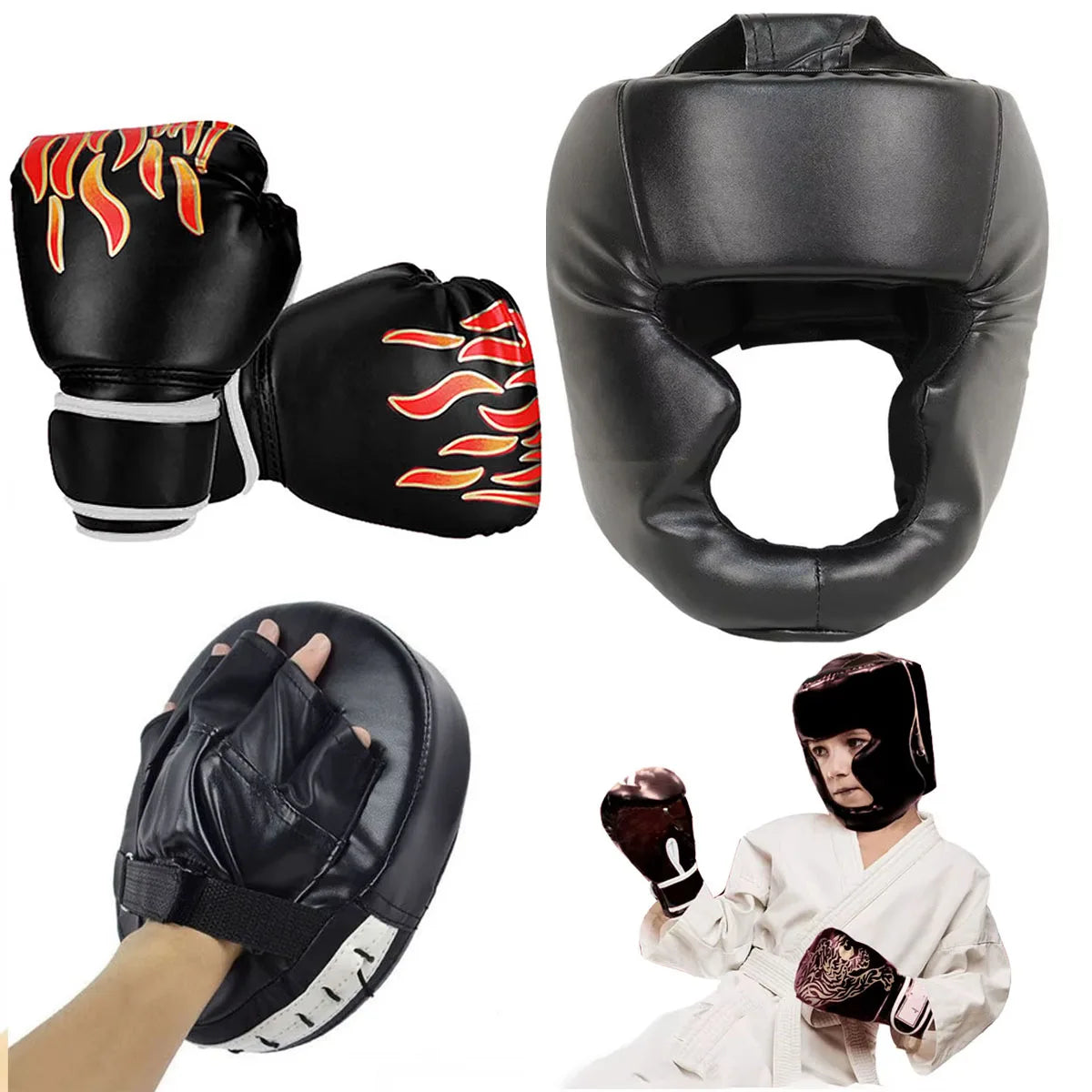 1 Pair Punching Training Workout Fight Exercise Mitts Kids Leather Boxing Gloves Kids Children Train Gym Glove Hand Protector