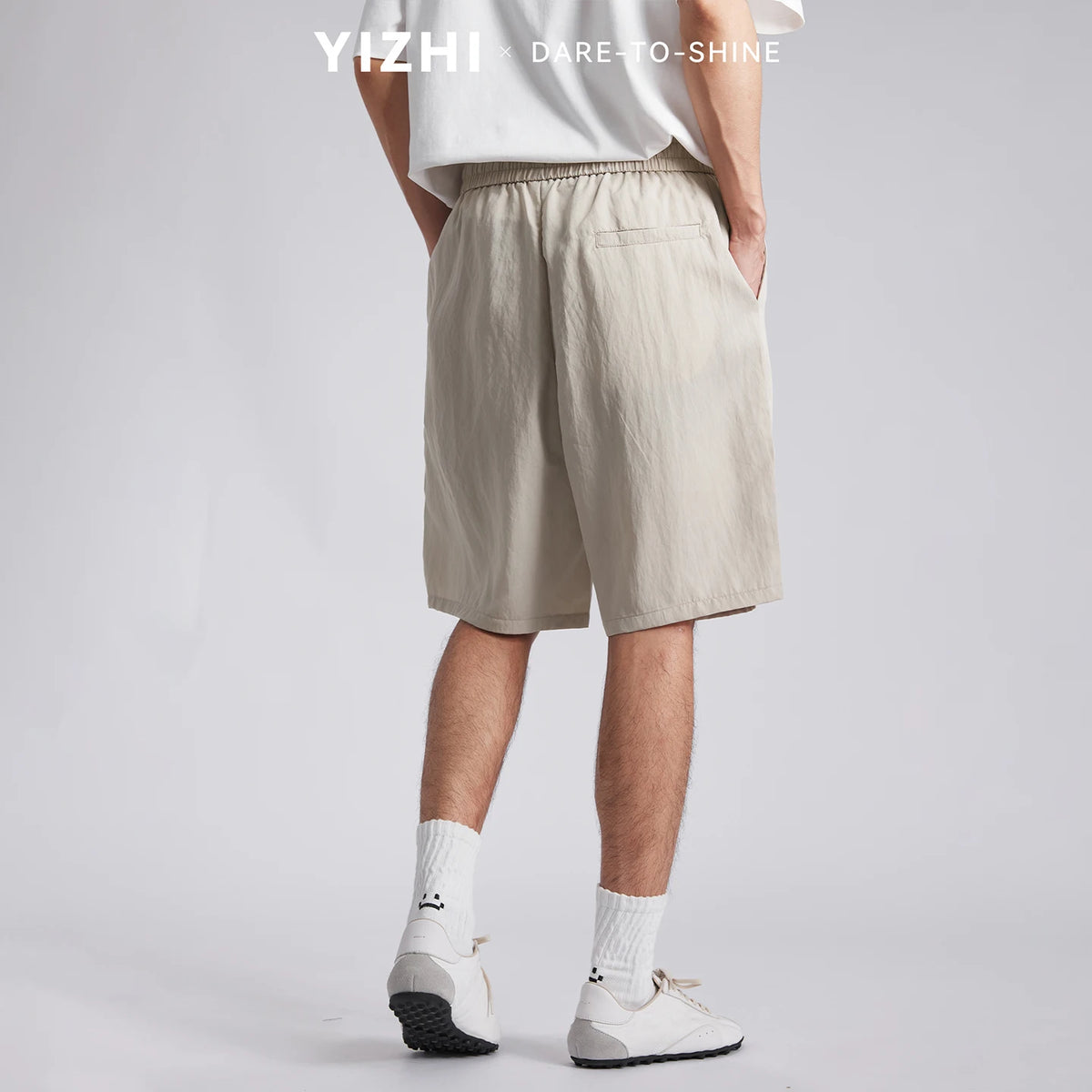 Men's Lyocell Cotton Shorts 2026 Summer Solid Color Drawstring Elastic Waist Wide Leg Five Points Sports Casual Pants