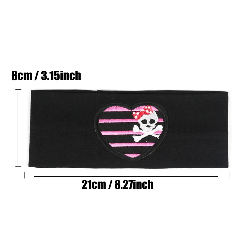 Unisex Punk Girl Skull Out Eyelets Wide Elastic Headband Halloween Rock Steampunk for Sport Women Men Headbands Hair Accessories