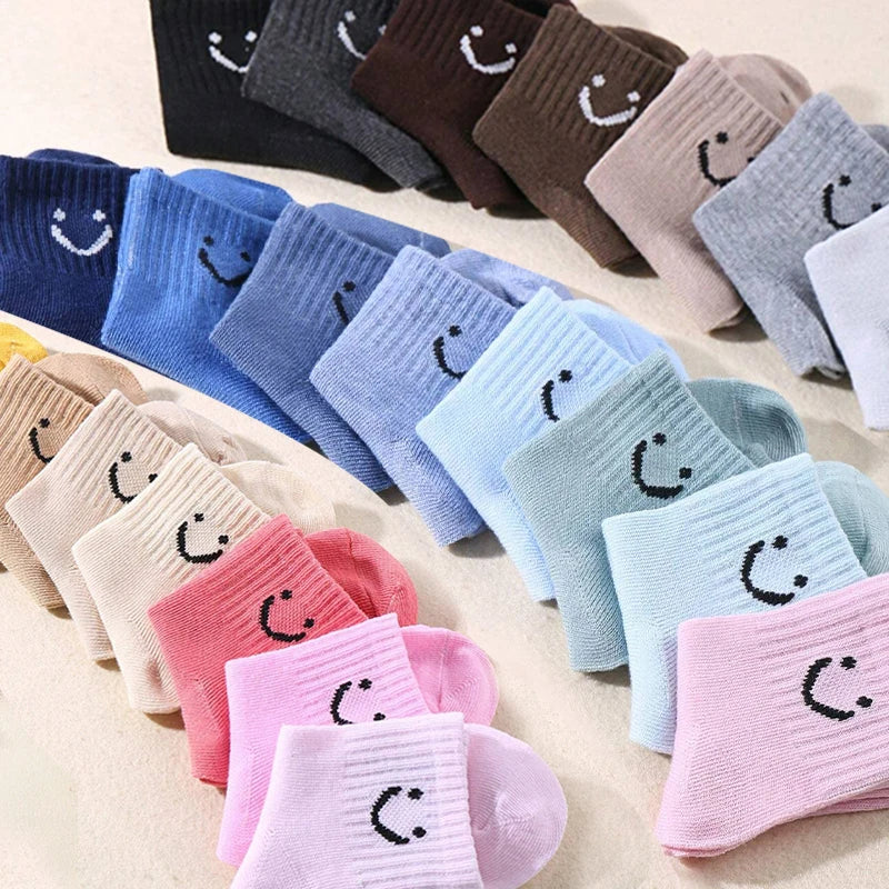 10 Pairs Children's Socks with Smiling Faces, Cute Boys' Socks and Girls' Socks, Suitable for Daily Wear