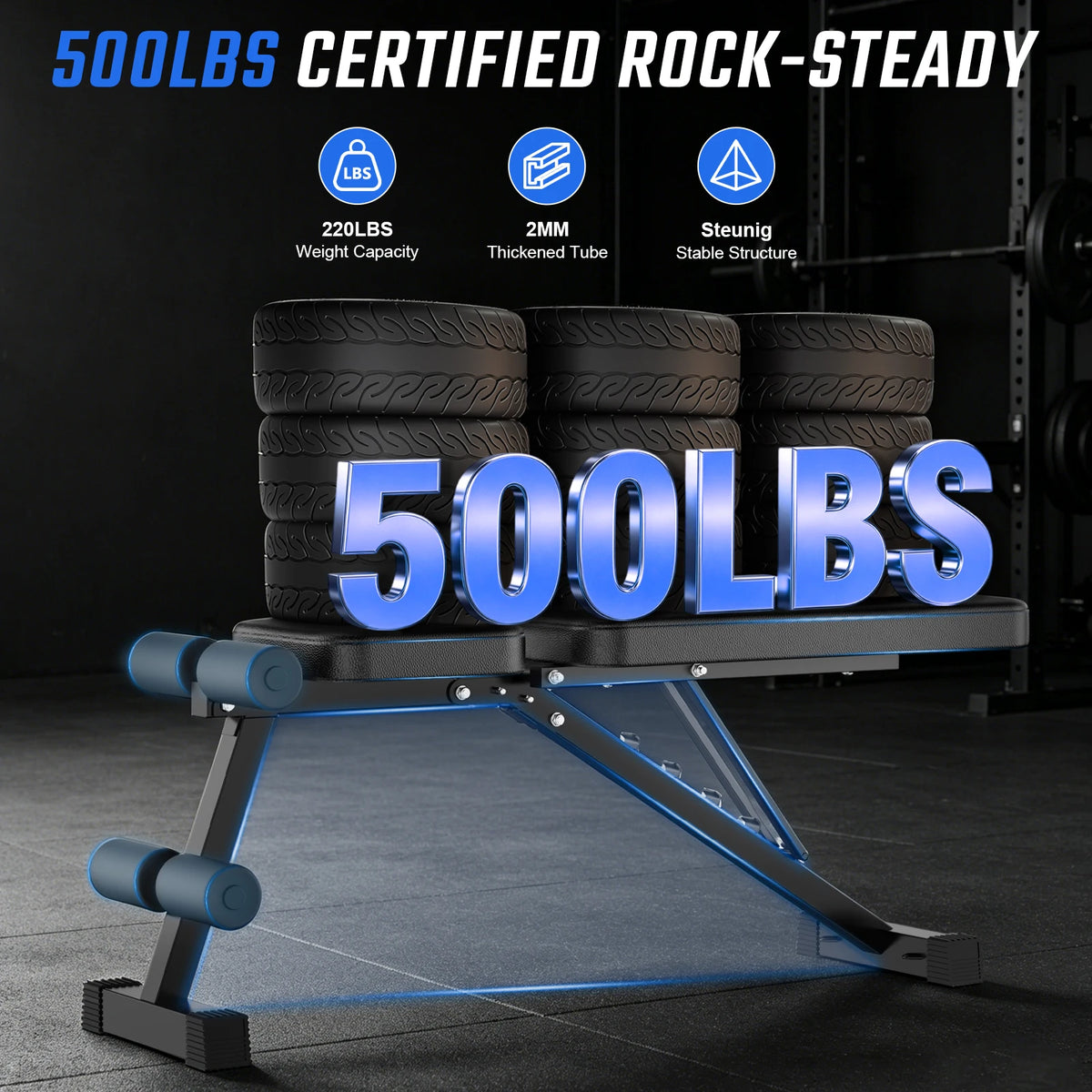 10-In-1 Weight Bench Foldable Dumbbell Bench Multifunctional Home Gym 5-Level Adjustable Incline/Decline/Flat, Bonus Resistance Band for Full-Body Strength Training