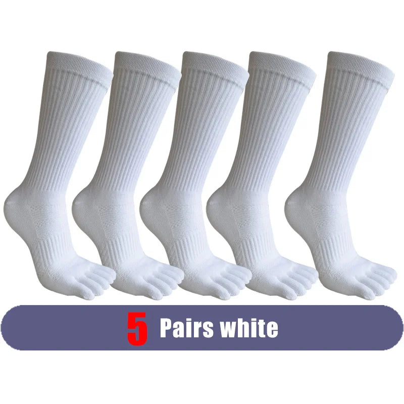 1/5/10 Pairs Compression Toe Socks Long Man Cotton Fitness Marathon Hiking Outdoor Basketball Calf Toe Sport Five Finger Socks