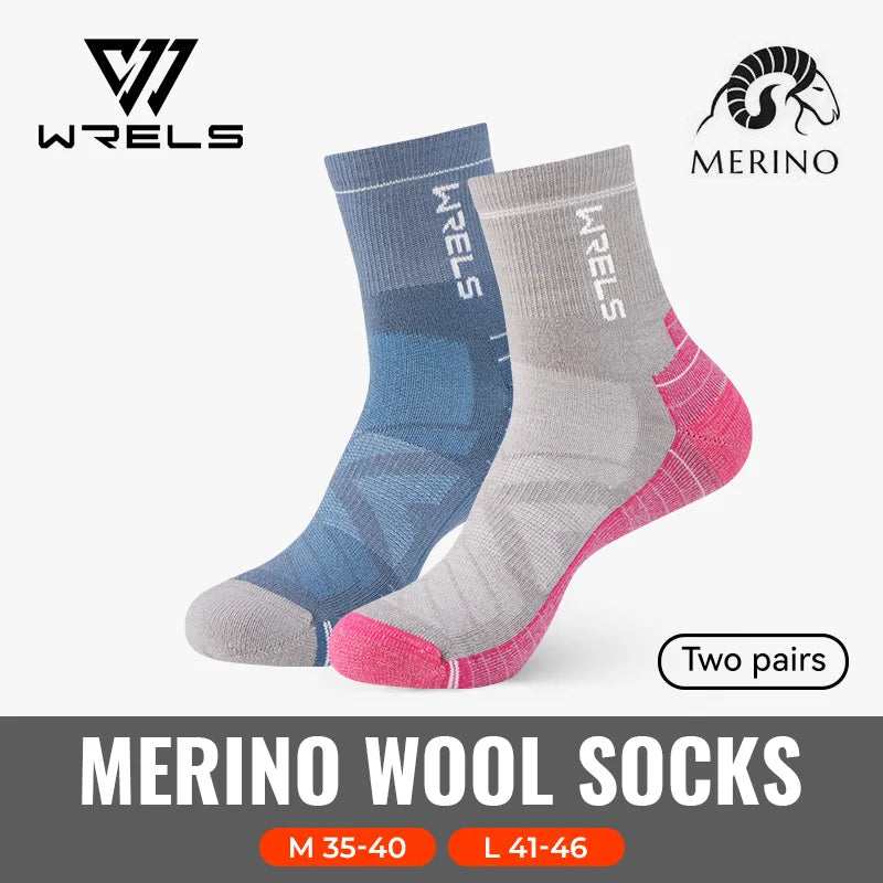 WRELS 1/2/3pairs Merino Wool Socks Thermal Warm Winter High Elastic Thick Hiking Socks Moisture Absorption Wool Sports Socks