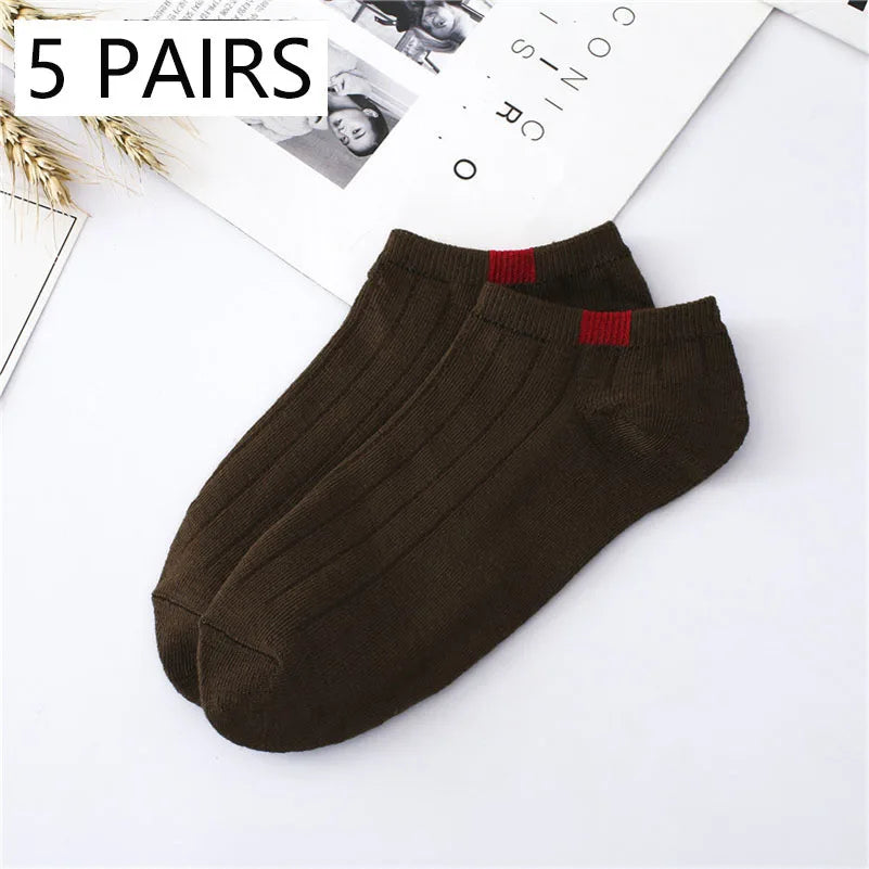5 Pairs Socks Womens Summer Autumn Socks Women Quality Cotton Cute Set Japanese Style Sports Fashion Short Ankle Socks Harajuku