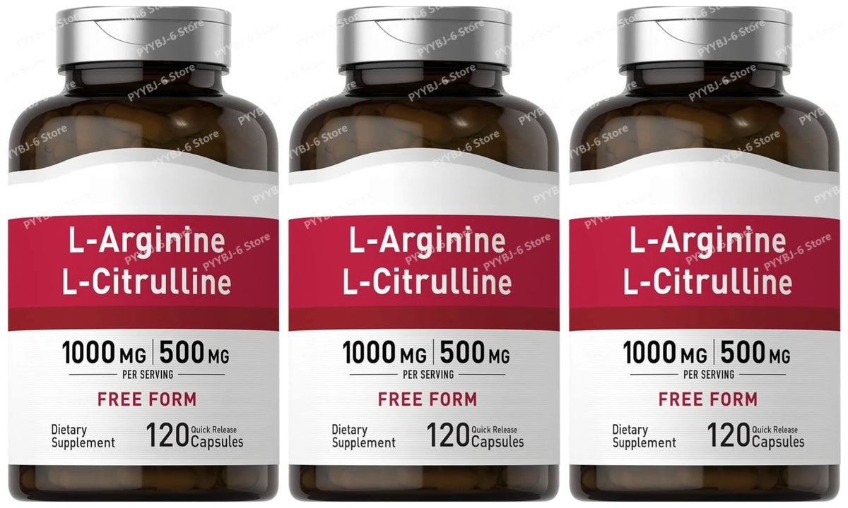 L-Arginine L-Citrulline Capsules 1000mg/500mg Free Form Amino Acid Supplement for Fitness Support & Active Lifestyle, 120 Ct