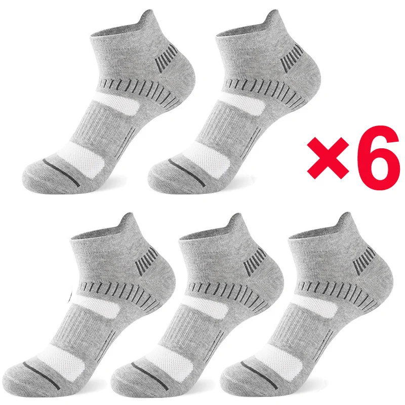 10 Pairs Men's Cotton Short Sports Socks Elastic Mesh Breathable Fabric Sweat Absorbing Socks for Running Basketball & Cycling