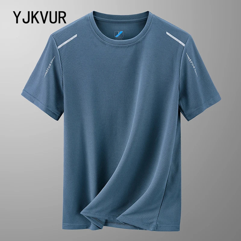 YJKVUR 2026 Summer Men’s Quick Dry Moisture Wicking Crew Neck T Shirts Mesh Athletic Running Gym Workout Short Sleeve Tee Tops