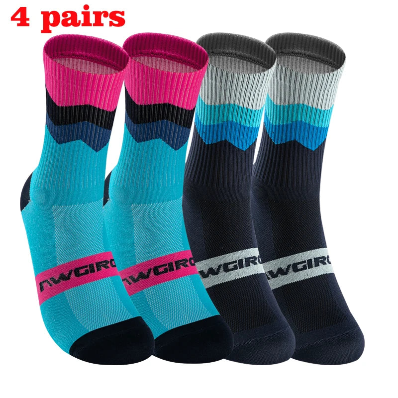 GKRQ 4 Pairs Bike Socks Men Nurse Compression Cycling For Women Mtb Guard Socks Stockings Sport Grip Barre Socks