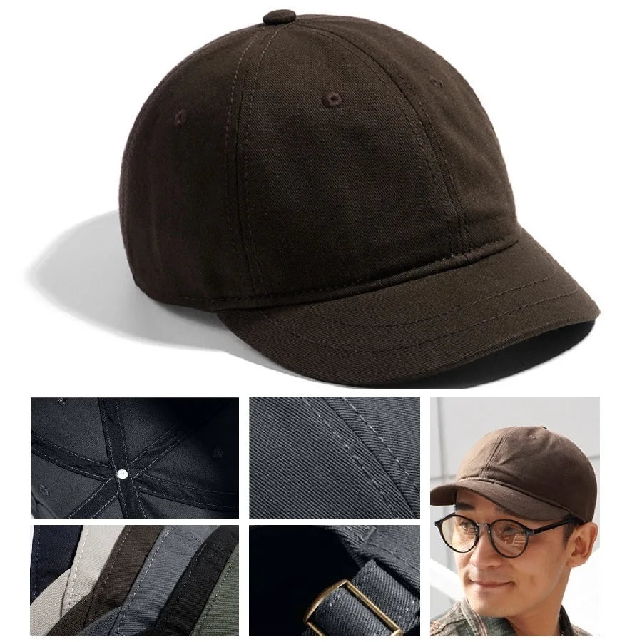 Short Bill Baseball Caps for Men Women Plus Size Big Head Mesh Summer Breathable Short Brim Trucker Hat Running 56-60cm 60-65cm