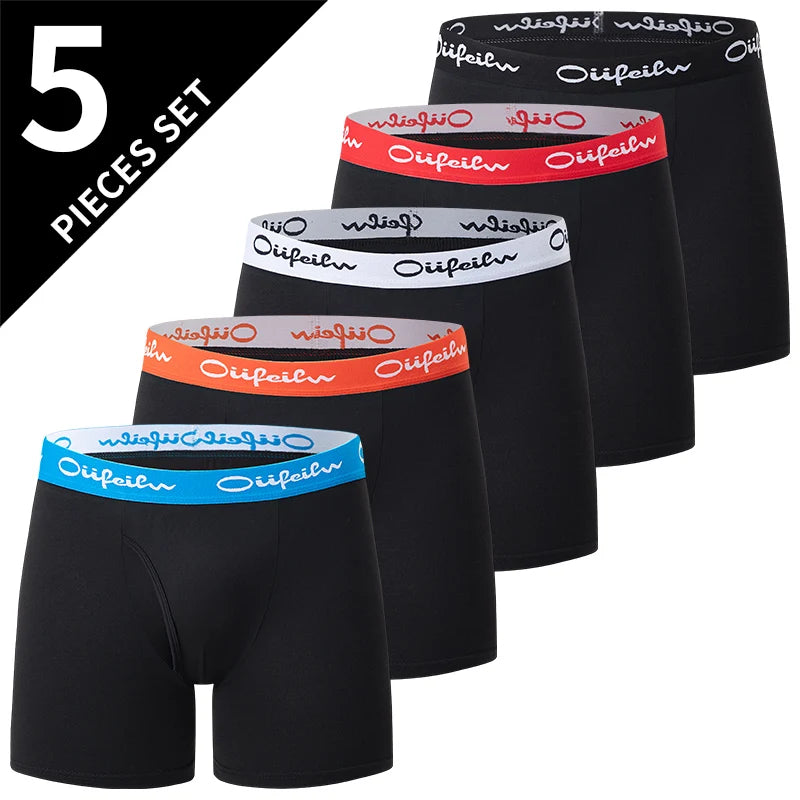 5-piece Set Of Men's Solid Color Underwear Breathable Quick Drying Fashionable Sporty Comfortable And Suitable For Teenagers