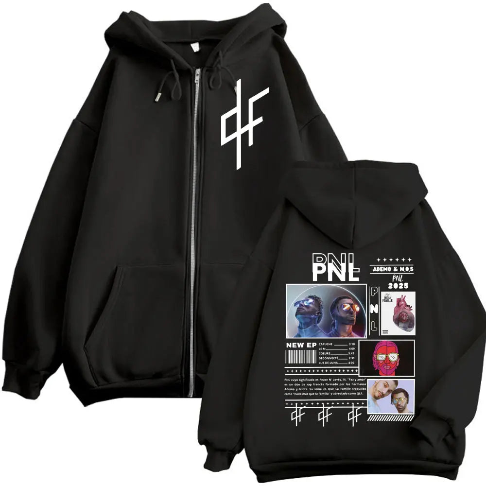 Le Monde Chico Zipper Hoodies PNL Album French Rapper Graphic Zip Up Pullovers Men Women Fashion Hip Hop Long Sleeve Sweatshirt