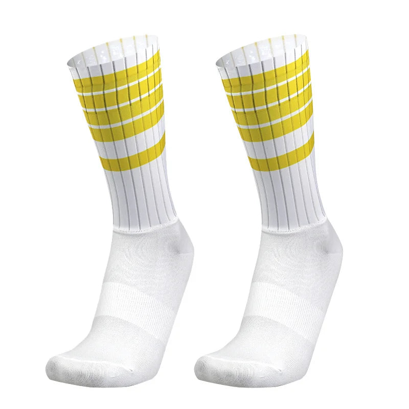 Aero Silicone Summer Anti Slip Socks Whiteline Cycling Socks Men Bicycle Sport Running Bike Socks Calcetines Ciclismo