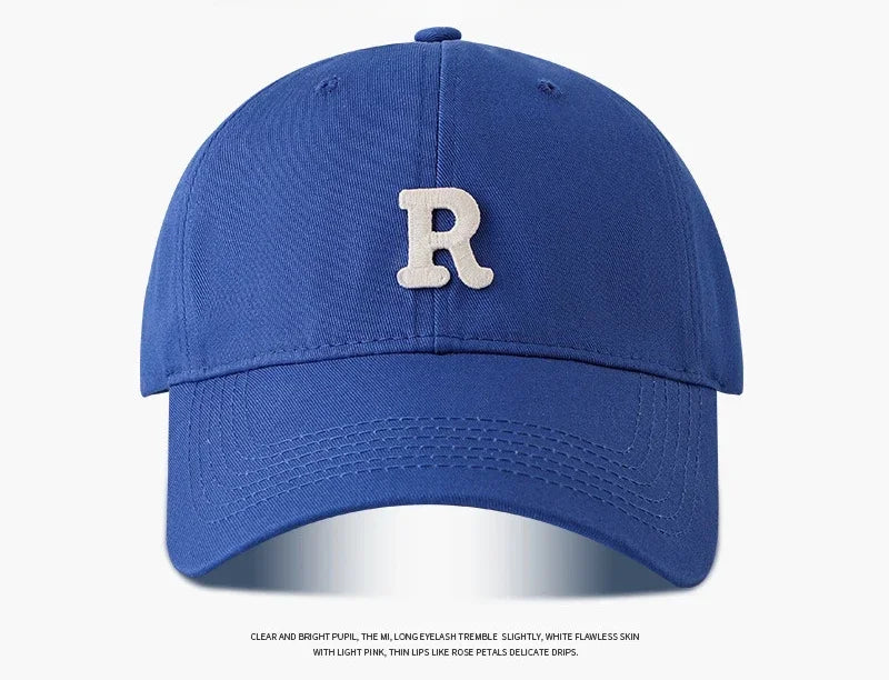2025 Large Head Circumference Baseball Cap Men's /Women's Dome Hat Soft Top Cap 60/65cm Sun Protection Letter R Hat Adult Caps
