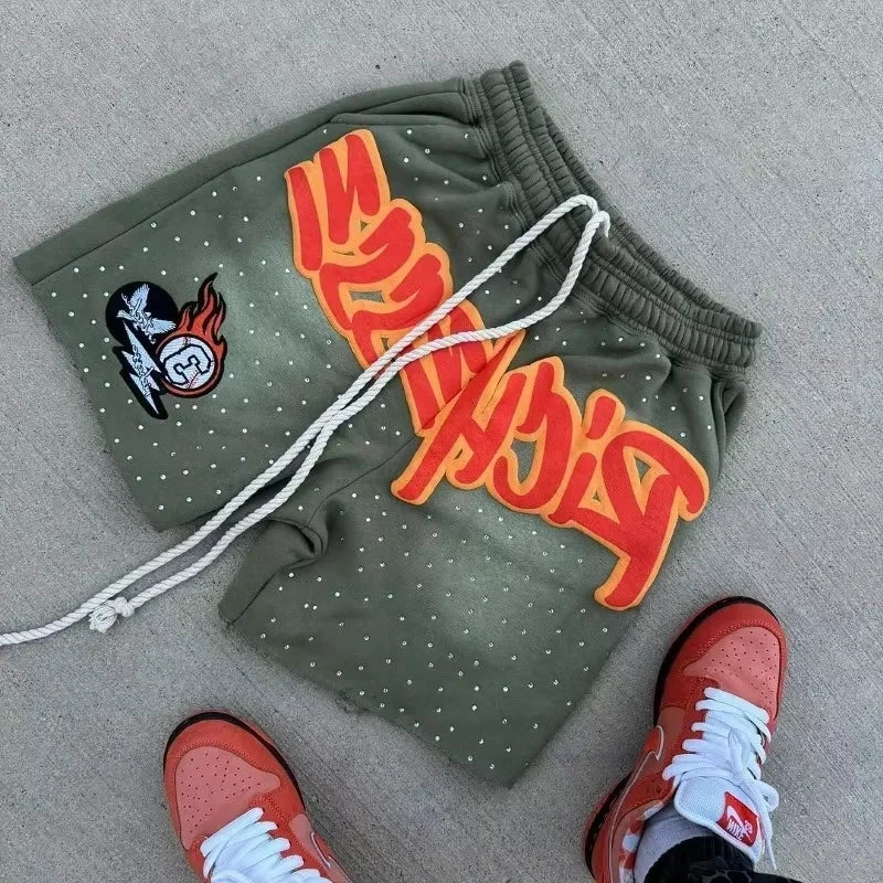 2026 Harajuku Men's Shorts Letter-printed Sweatpants Fashion Quick-drying Shorts Street Hip Hop Breat Y2K