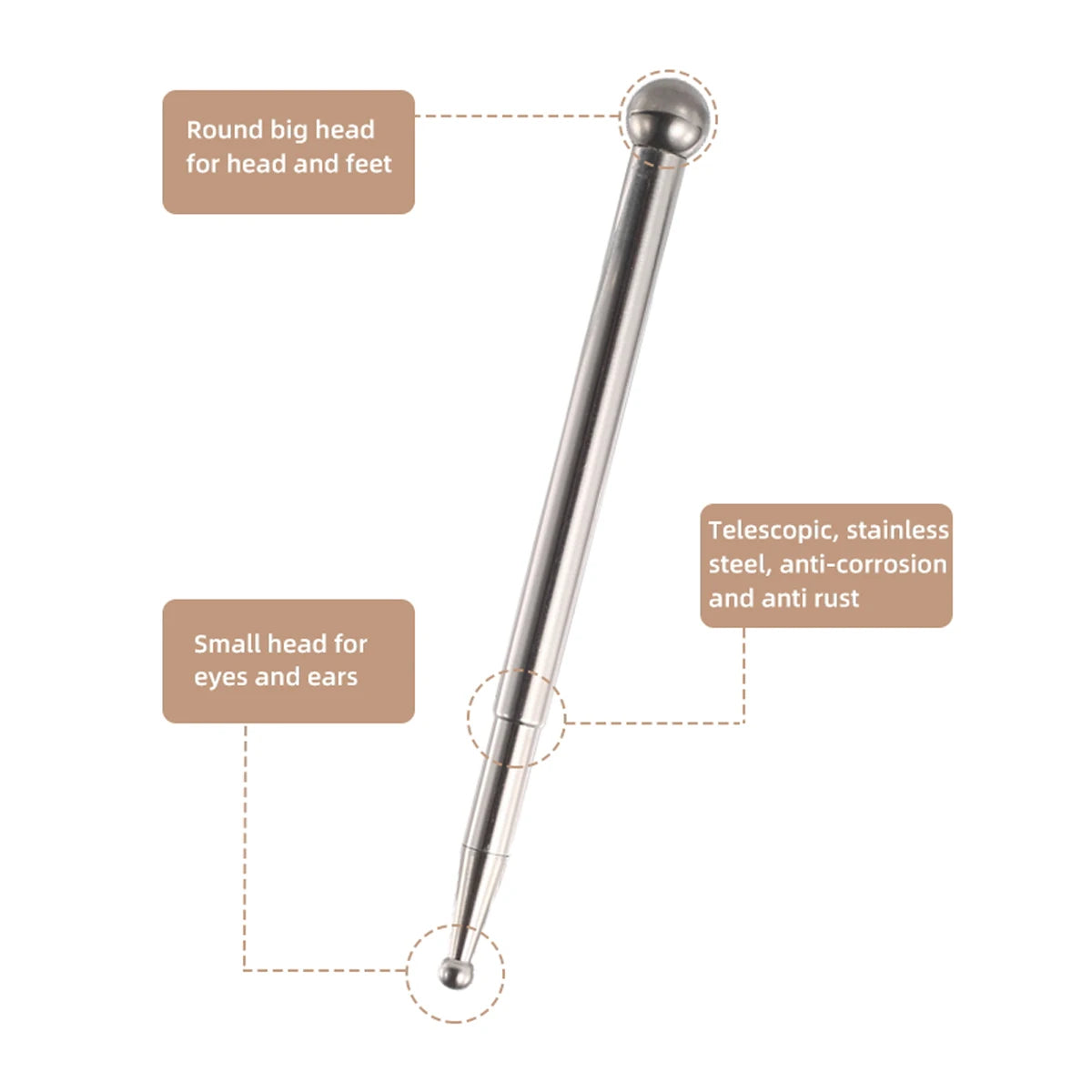 1pc Stretchable Massage Stick - Stainless Steel Acupuncture Rod - Facial Acupoint Pointing and Stiffening Massage Tool