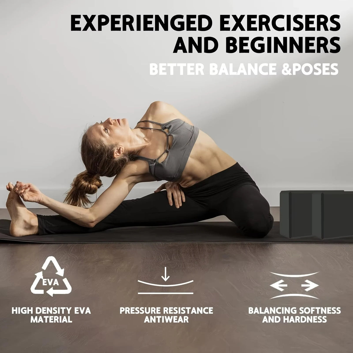 Set of 2 Yoga Blocks Made from High Density Foam, Lightweight Supportive And Odor-Free - Essential Yoga Gear for Women Gym