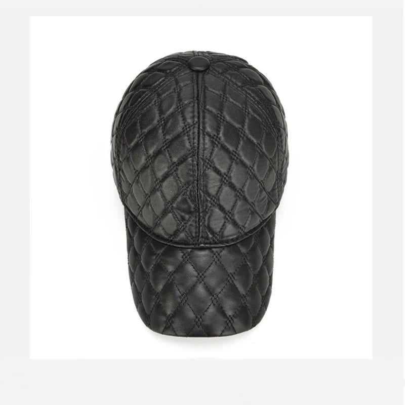 2026 Spring Genuine Sheepskin Leather 55-61CM Black Baseball Caps For Man Casual Street Gf Gorras Dad Hat
