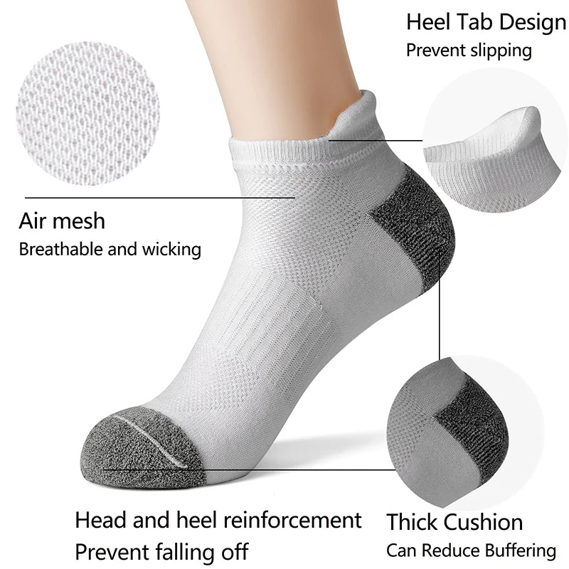 6 Cotton Man and Women Socks Sports Solid Color Male's Short Sock Cycling Breathable Mesh Ankle Summer Running Socks