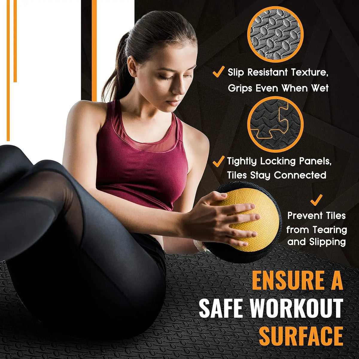 16-Piece EVA Foam Interlocking Fitness Mat Anti-Slip and Shock-Absorbing Exercise Mat Portable Yoga Mat Fitness Essential