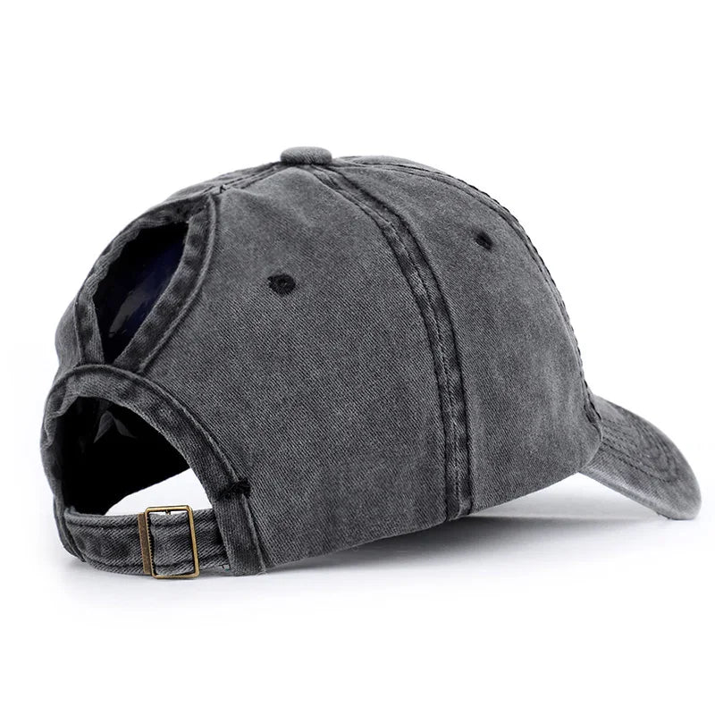 Women's baseball cap with ponytail design suitable for outdoor sports, running, and sun protection