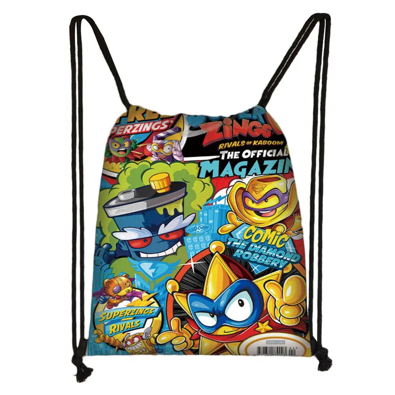 Cartoon Super Zings Drawstring Bag Boys Girls Casual Backpack Youth Lightweight Super Zings Printing Bags Storage Bag Gift