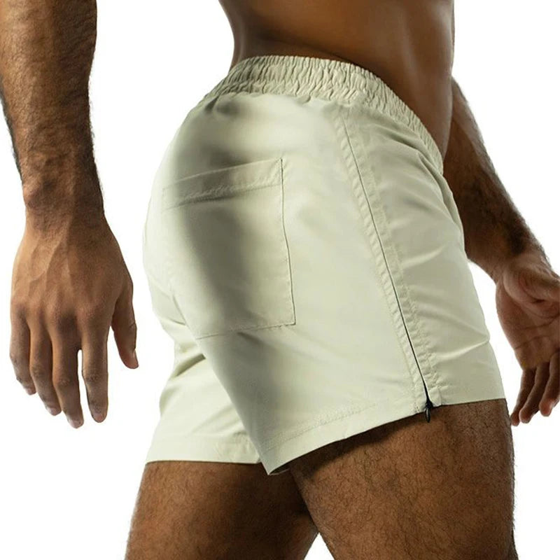 Summer Sports Shorts Men Sweatshorts Quick Dry Running Gym Beach Jogging Bottoms Men Fitness Training side Zipper Shorts Pants