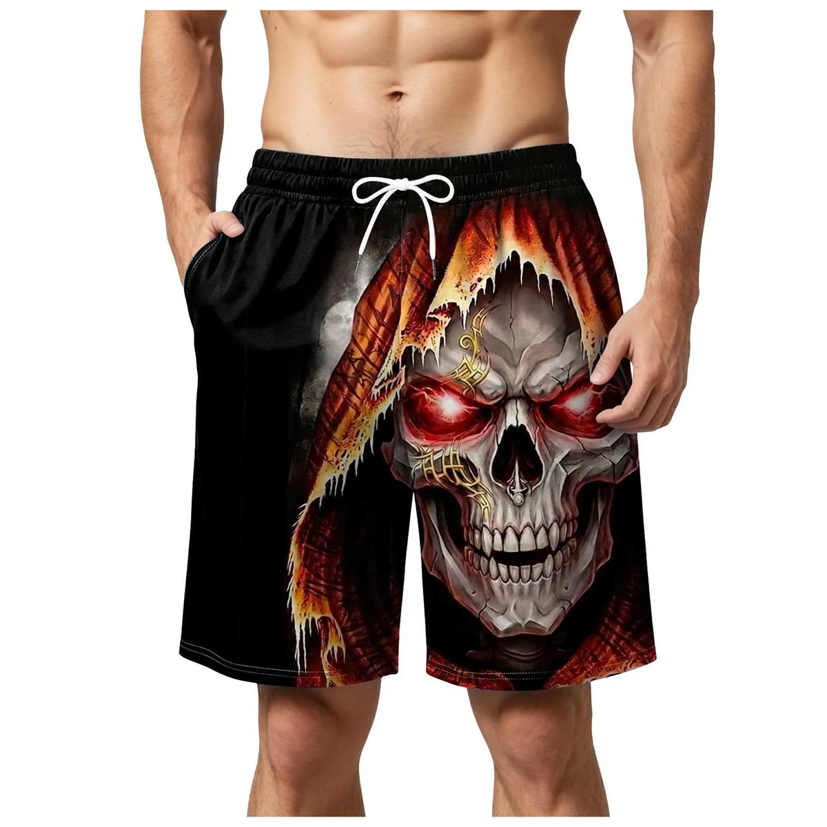 Men's 3D Halloween Butt Print Handsome Funny And Hilarious Casual Shorts Mens Swimming Short