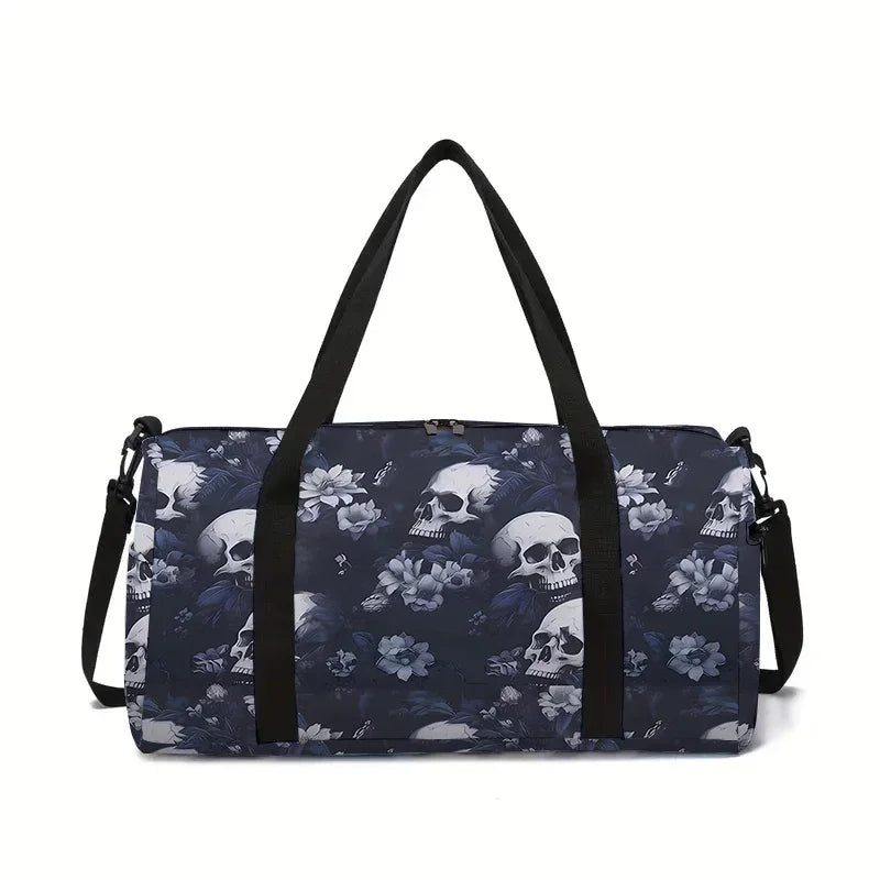 Skull Flower Large Capacity Luggage Bag For Boy And Girls Best Gifts 2D Flat Cartoon Travel Duffels Hand Bag For Children