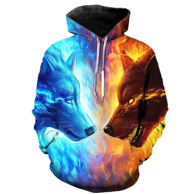 3D Wolf Hoodies Men Hooded Animal Printed Hoodie Sweatshirts Tracksuits Man/women Jackets Funny Hoody