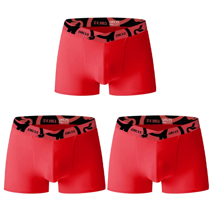 ORLVS Soft Modal Men's Underwear Big V Cut Boxer Briefs No Roll Waistband Trunks with Double Layer Crotch for Daily & Sports