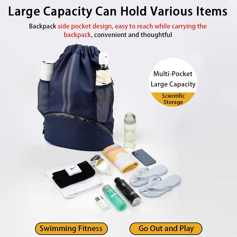 Sports Backpack Drawstring Basketball Backpack for Women&Men String Swim Gym Bag with Shoes Compartment and Wet Proof Pocket