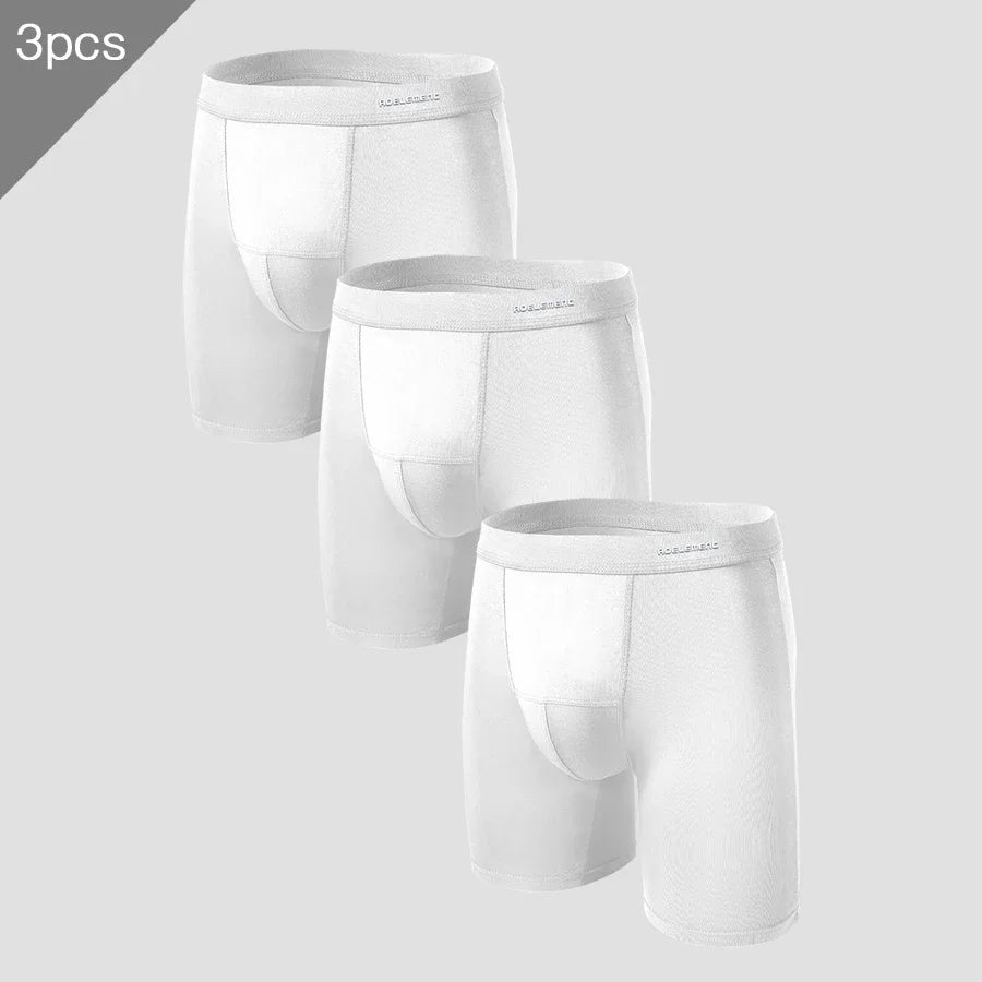 3pc Men's sports extended leg underwear Modal boxers running anti-wear leg quick dry long boxers