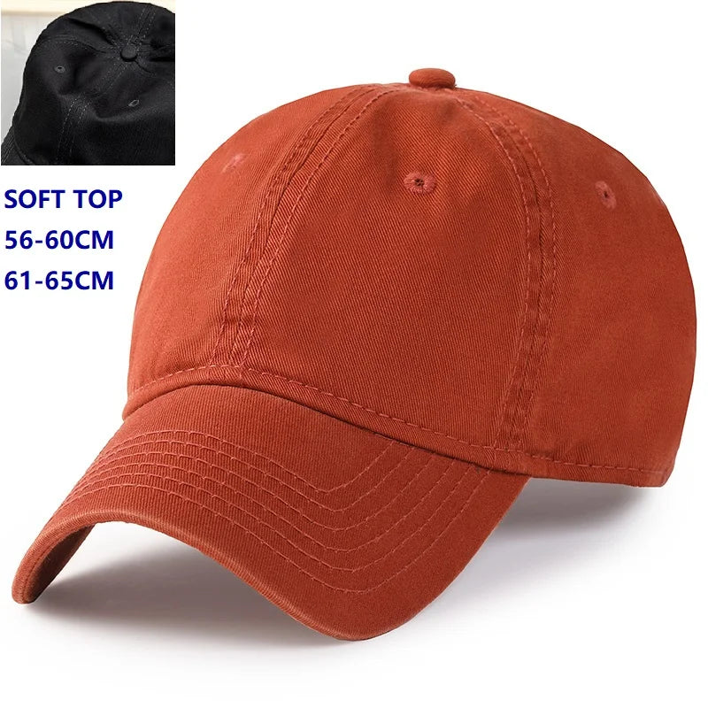 Men Women Oversize XXL 100% Cotton Baseball Cap, Large Hat for Big Heads 56-63cm (23.5'-25.5'), Adjustable Plain Dad Cap