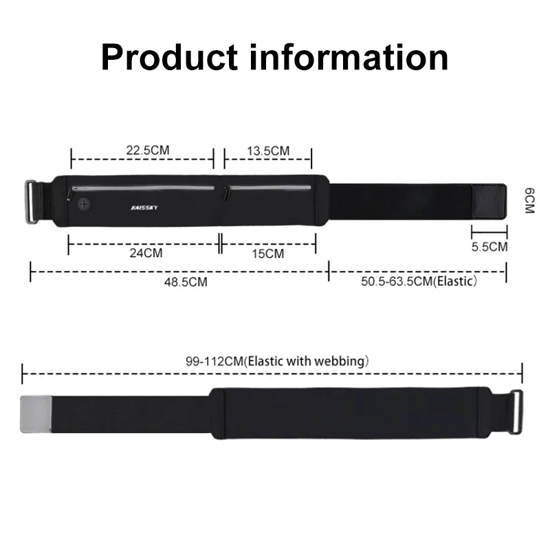 HAISSKY Sport Waistband Running Bags For iPhone 17 16 15 14 13 12 Pro Max 15 Plus Waterproof Zipper Pocket Waistpack Phone Pouch