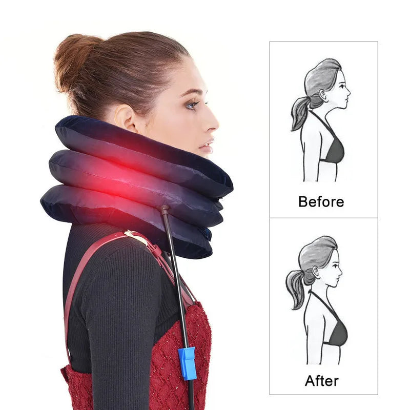 Inflatable Cervical Traction Collar Neck Pillows Adjustable Neck Support Brace Pain Relief & Injury Recovery Stretcher