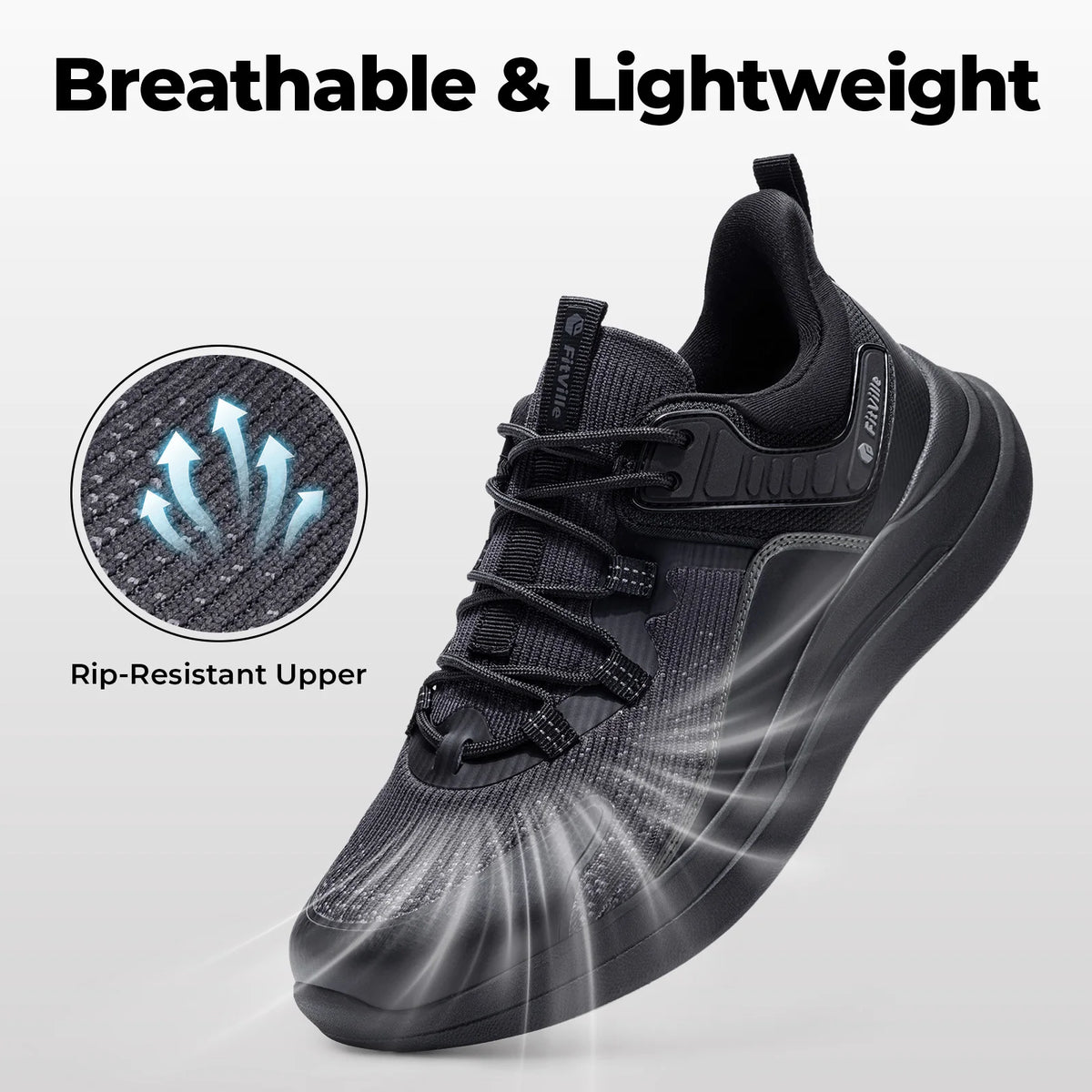 FitVille Sports Sneakers Extra Wide Toe Box Walking Shoes for Men Breathable Comfort Gym Running Shoes Slip-resistant Size 40-50