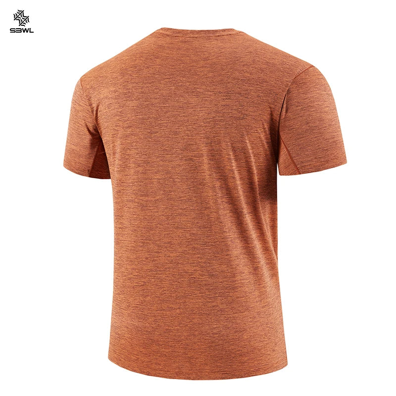 SBWL Fashion Football Style Men's Outdoor Running Fitness Loose Short Sleeve T-Shirt Breathable Quick Drying Casual Gym Tops