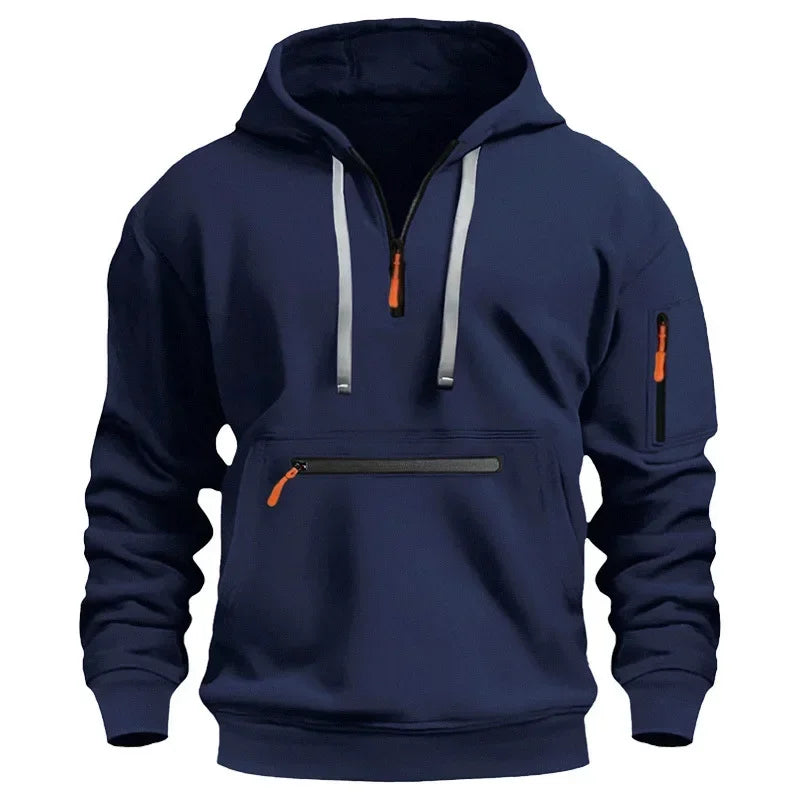 2025 New Men's Hoodies Winter Hooded Shirt Wear Fleece Multi Pocket Fashion Tops Hoody Loose Oversized Pullover Man Clothing