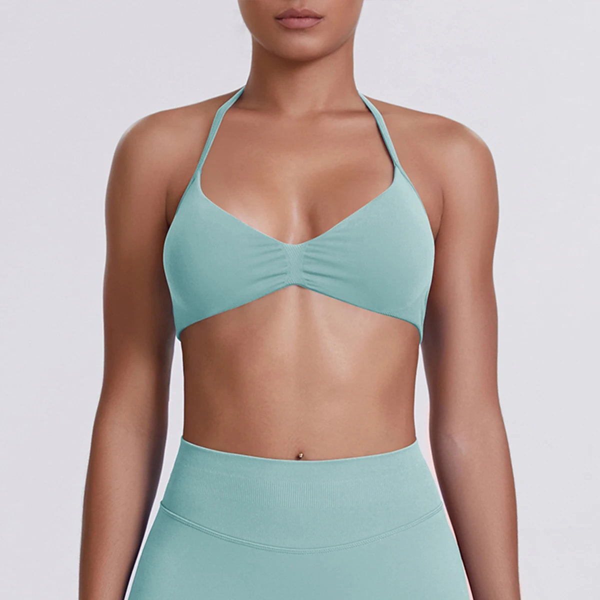 Sexy Neck Strap Bra for Woman Summer Breathable Backless Yoga Bra Women Fitness Solid Color Yoga Sports Bra Workout Top