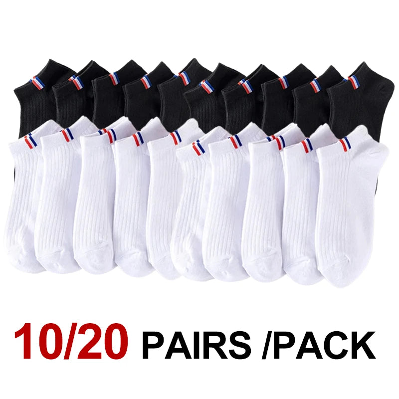 10/20 Pair Neutral Solid Color Low-Top Sports Socks Spring Summer Sweat Absorbing Breathable Comfortable All-Season Leisure Sock