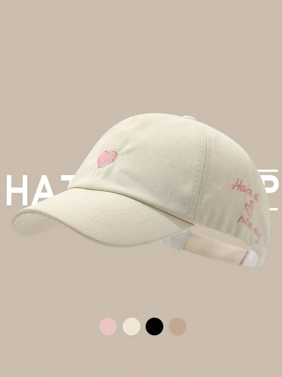 Women's Heart Embroidery Ponytail Hole Top Baseball Cap, Versatile Sun Visor Hat For Summer