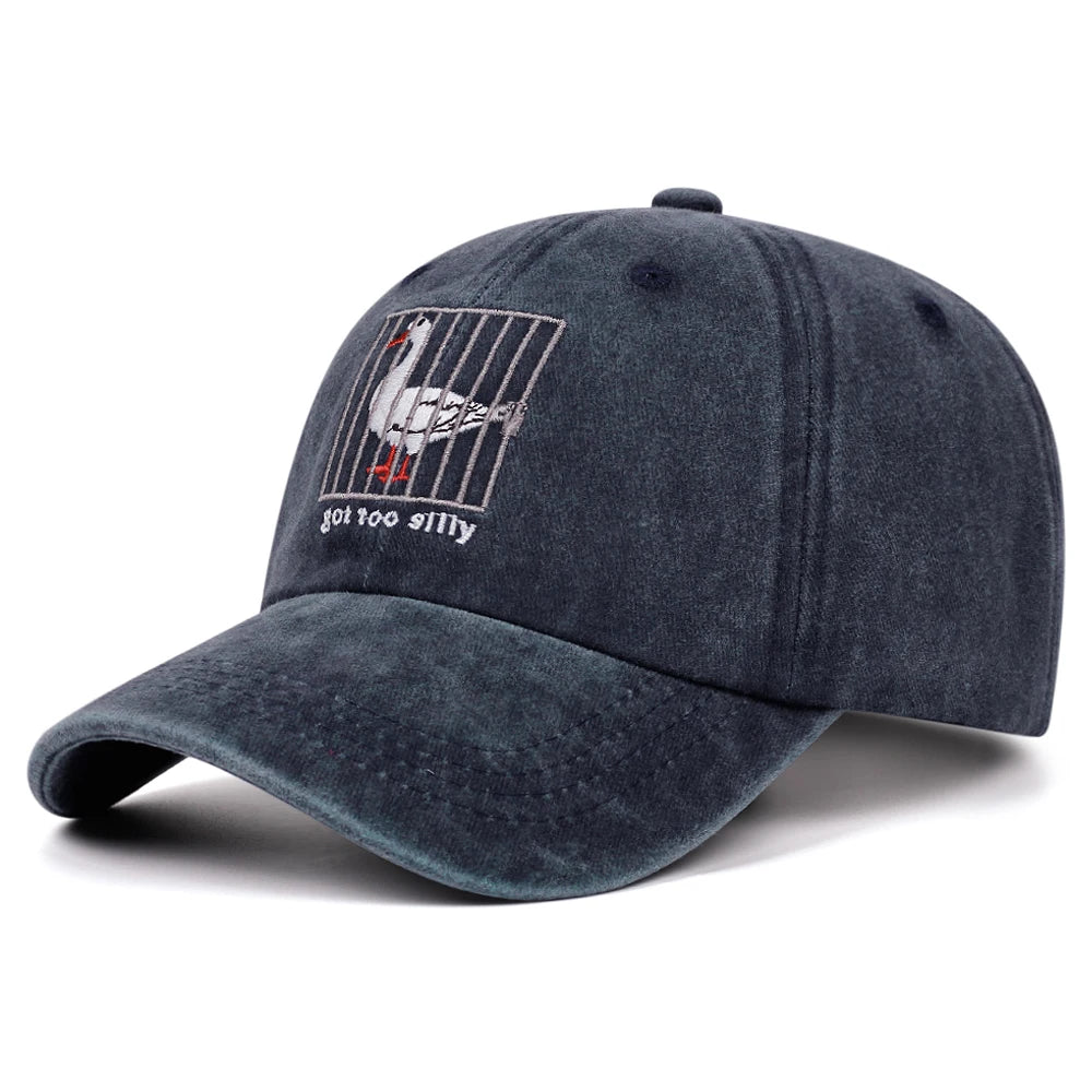 got too silly letter washed embroidered soft top baseball cap women men retro hat fashionable versatile