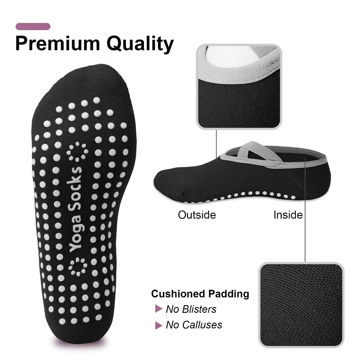 4-Pack Women's Pilates Socks, Non Slip Yoga Socks, Strong Grip Socks, Suitable for Ballet, Dance, Exercise, and Hospital