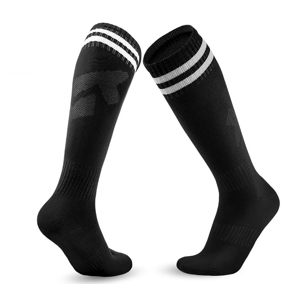 Loogdeel 1 Pair Soccer Socks Stretchy Compression Knee High Tube Socks Football Athletic Socks for Men Women Teens Kids