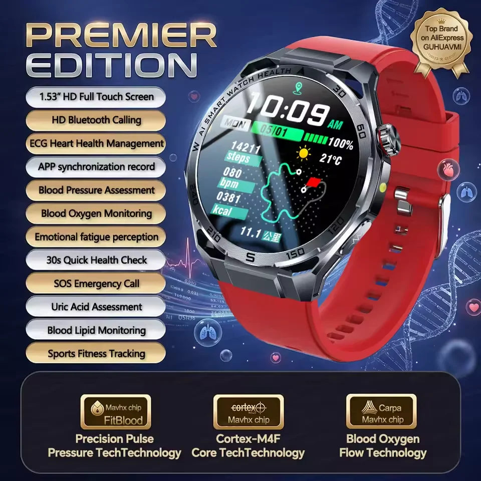 2026New Smart Watch Men ECG+HRV Blood Composition Body Analysis Bluetooth Call Waterproof Health Smartwatch For Android IOS Men