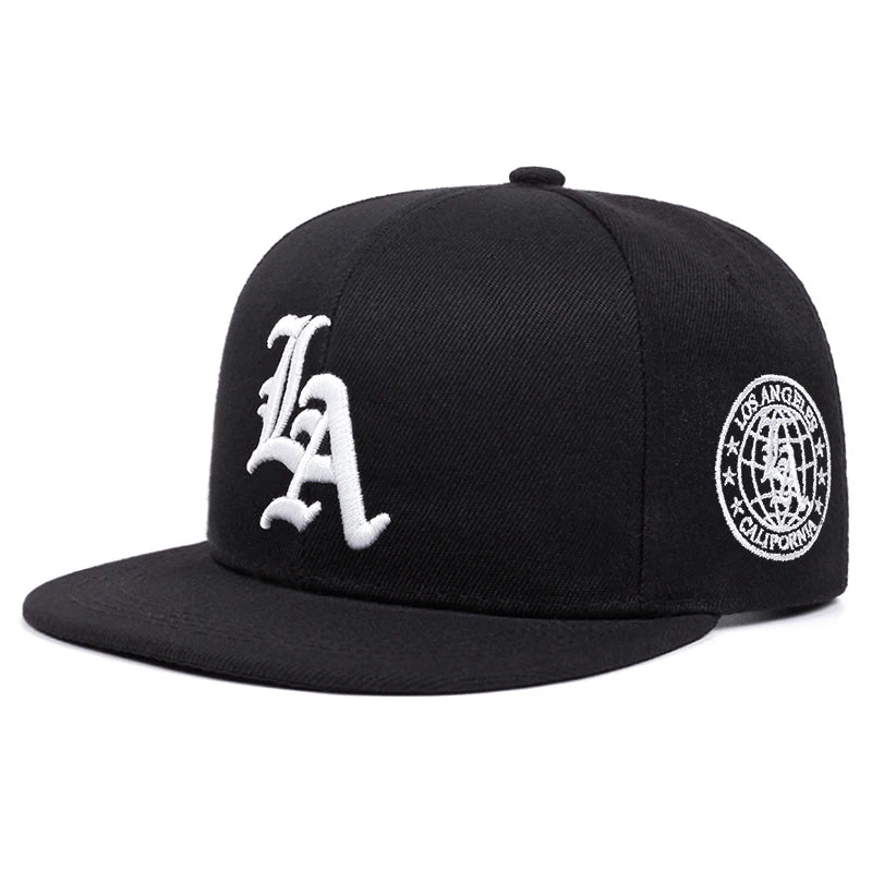 2026 New Los Ange Earth Letter Embroidered Cotton Flat Edge Hat Women Simple Baseball Hat Sunshade Hat Men's Outdoor HipHop Hat