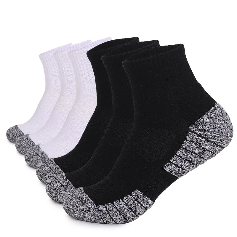 6 Pairs Outdoor Sports Socks Thickened Towel Bottomed Hiking Socks Sweat-Absorbing Short Tube Sports Running Socks Men Socks